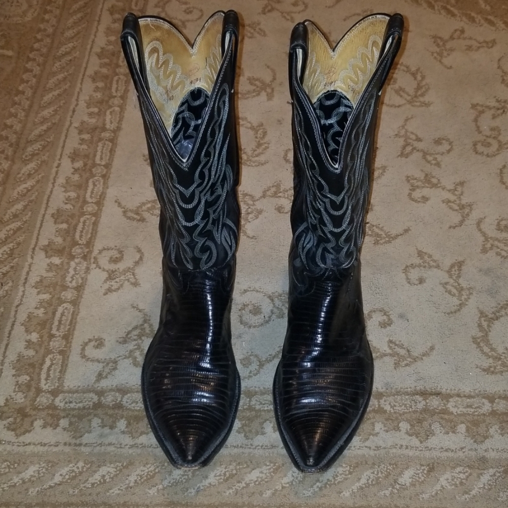 Justin 9.5 Used Black Lizard Boots